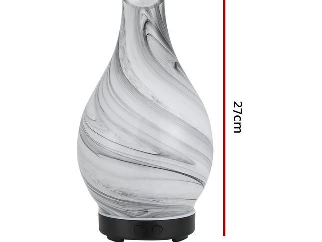 Devanti Aromatherapy Aroma Diffuser Essential Oil Humidifier LED Glass Marble