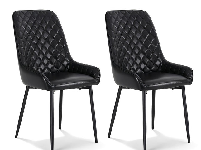 Artiss 2x Dining Chairs Retro PU Leather Kitchen Lounge Cafe Accent Chair Black