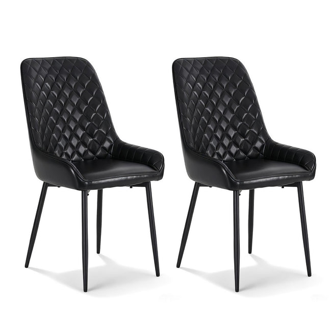 Artiss 2x Dining Chairs Retro PU Leather Kitchen Lounge Cafe Accent Chair Black