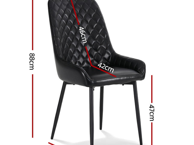 Artiss 2x Dining Chairs Retro PU Leather Kitchen Lounge Cafe Accent Chair Black