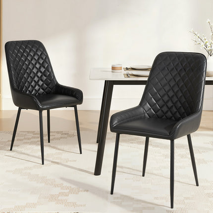 Artiss 2x Dining Chairs Retro PU Leather Kitchen Lounge Cafe Accent Chair Black