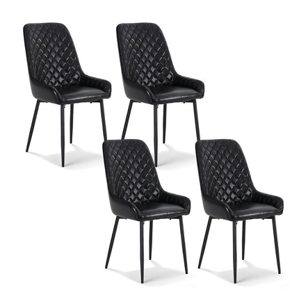 Artiss 4x Dining Chairs Retro PU Leather Kitchen Lounge Cafe Accent Chair Black