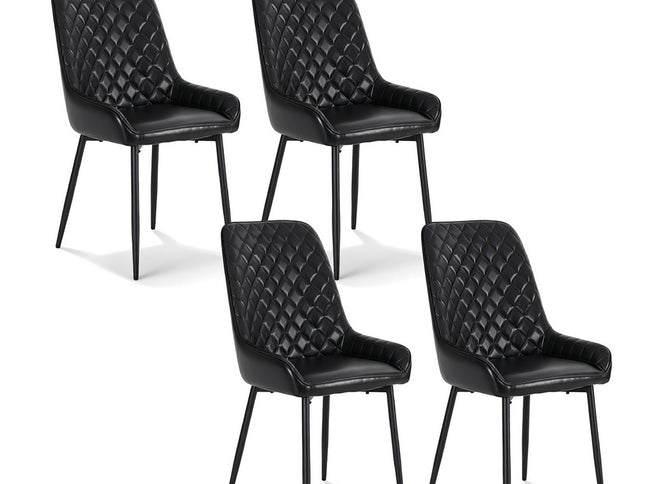Artiss 4x Dining Chairs Retro PU Leather Kitchen Lounge Cafe Accent Chair Black