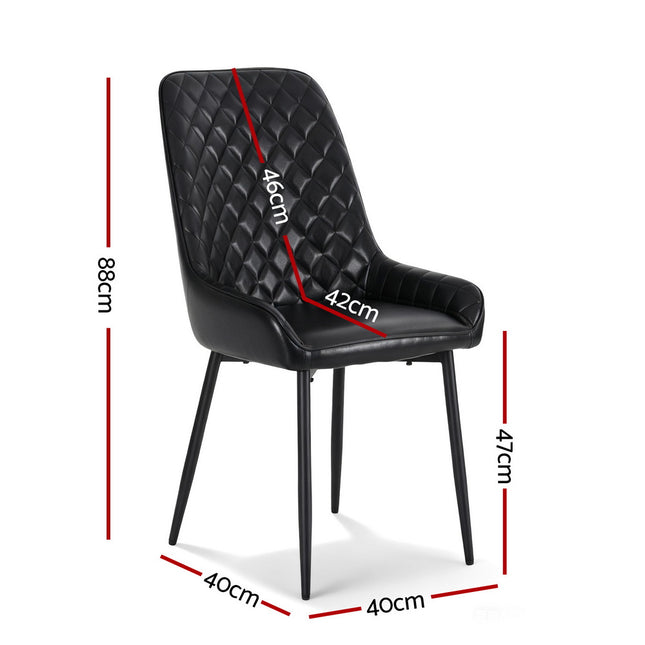 Artiss 4x Dining Chairs Retro PU Leather Kitchen Lounge Cafe Accent Chair Black