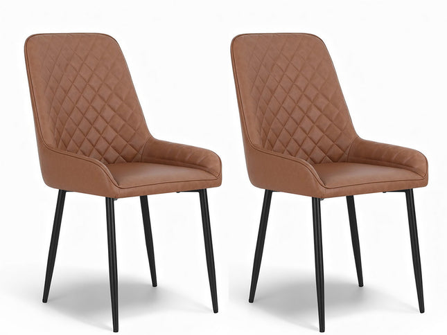 Artiss 2x Dining Chairs Retro PU Leather Kitchen Lounge Cafe Accent Chair Brown