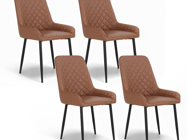 Artiss 4x Dining Chairs Retro PU Leather Kitchen Lounge Cafe Accent Chair Brown