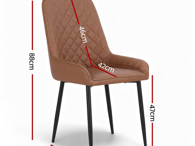 Artiss 4x Dining Chairs Retro PU Leather Kitchen Lounge Cafe Accent Chair Brown