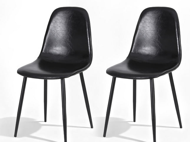 Artiss 2x Dining Chairs Retro PU Leather Kitchen Lounge Cafe Accent Chair Black