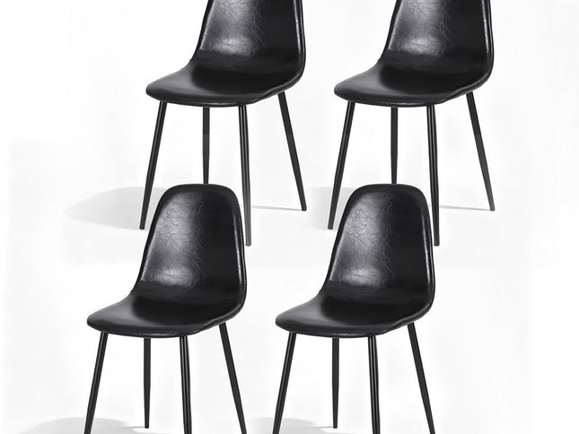 Artiss 4x Dining Chairs Retro PU Leather Kitchen Lounge Cafe Accent Chair Black