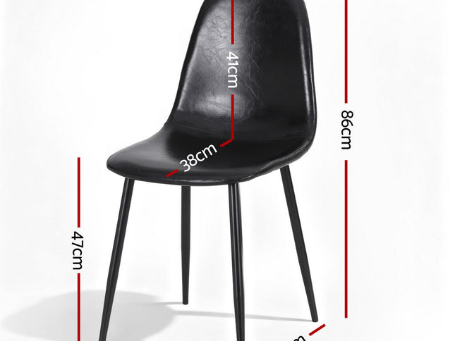Artiss 4x Dining Chairs Retro PU Leather Kitchen Lounge Cafe Accent Chair Black