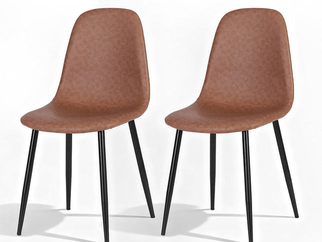 Artiss 2x Dining Chairs Retro PU Leather Kitchen Lounge Cafe Accent Chair Brown