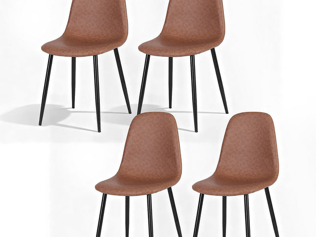 Artiss 4x Dining Chairs Retro PU Leather Kitchen Lounge Cafe Accent Chair Brown