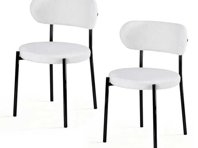 Artiss Dining Chairs Set of 2 Sherpa Boucle White