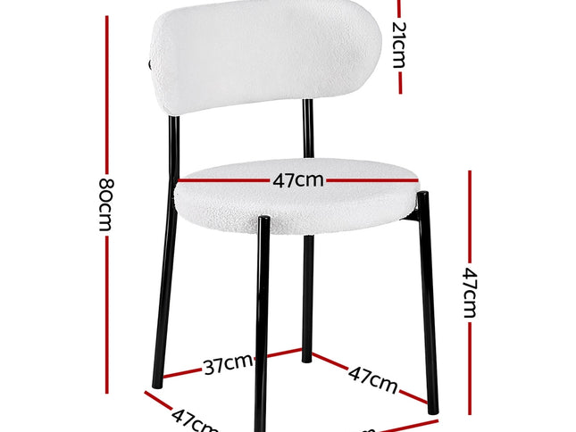 Artiss Dining Chairs Set of 2 Sherpa Boucle White