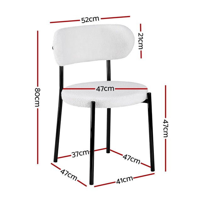 Artiss Dining Chairs Set of 2 Sherpa Boucle White