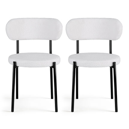 Artiss Dining Chairs Set of 2 Sherpa Boucle White