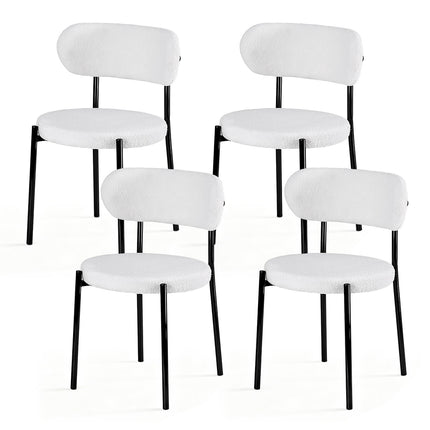 Artiss Dining Chairs Set of 4 Sherpa Boucle White