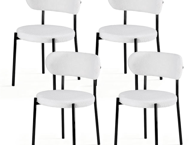 Artiss Dining Chairs Set of 4 Sherpa Boucle White