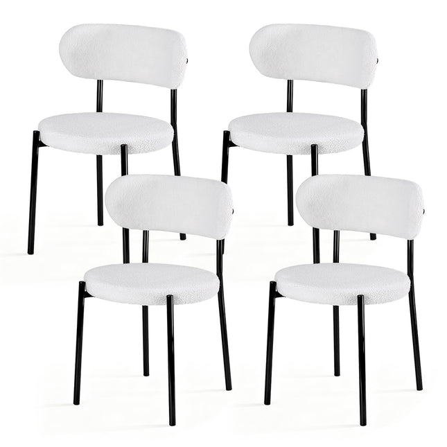 Artiss Dining Chairs Set of 4 Sherpa Boucle White