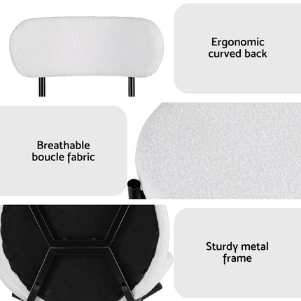 Artiss Dining Chairs Set of 4 Sherpa Boucle White