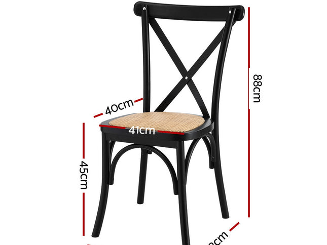 Artiss 2x Dining Chairs Rattan Wooden Kitchen Accent Chair Cafe Lounge Rubber Wood