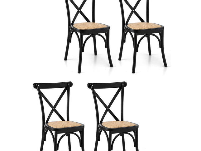 Artiss 4x Dining Chairs Rattan Wooden Kitchen Accent Chair Cafe Lounge Rubber Wood