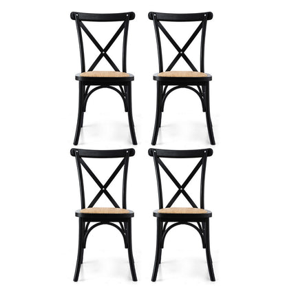 Artiss 4x Dining Chairs Rattan Wooden Kitchen Accent Chair Cafe Lounge Rubber Wood