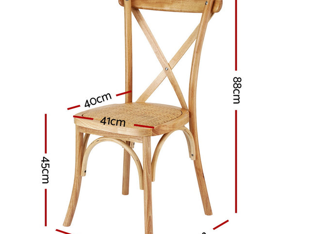 Artiss 4x Dining Chairs Rattan Wooden Kitchen Accent Chair Cafe Lounge Rubber Wood