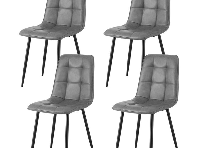 Artiss 4x Dining Chairs Retro PU Leather Kitchen Lounge Cafe Accent Chair Grey