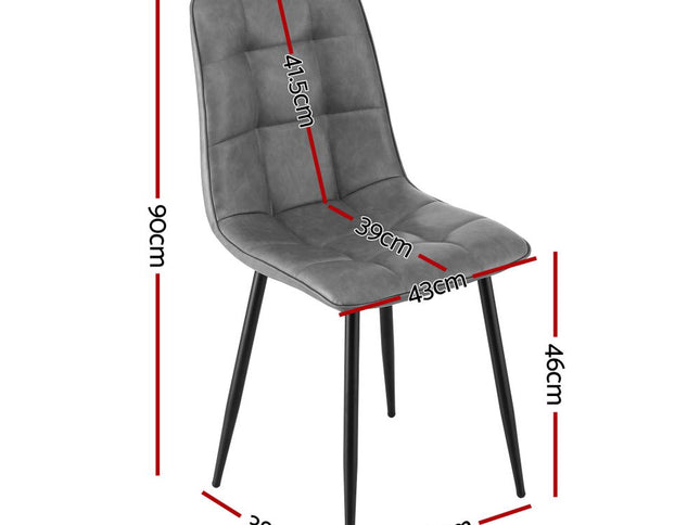 Artiss 4x Dining Chairs Retro PU Leather Kitchen Lounge Cafe Accent Chair Grey