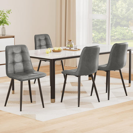 Artiss 4x Dining Chairs Retro PU Leather Kitchen Lounge Cafe Accent Chair Grey