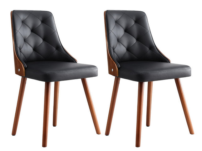 1 Set of 2 Artiss Dining Chairs Black PU