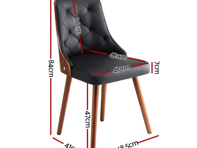 1 Set of 2 Artiss Dining Chairs Black PU
