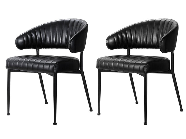 Artiss Dining Chairs Set of 2 Leather Hollow Armchair Black
