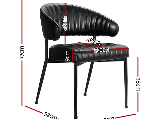Artiss Dining Chairs Set of 2 Leather Hollow Armchair Black