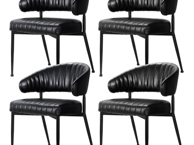 Artiss Dining Chairs Set of 4 Leather Hollow Armchair Black
