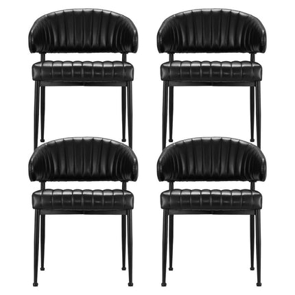 Artiss Dining Chairs Set of 4 Leather Hollow Armchair Black