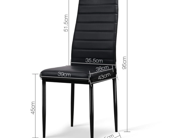 Artiss Dining Chairs Set of 4 Leather Channel Tufted Black