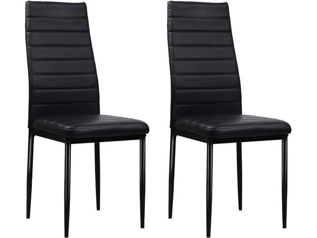 Artiss Dining Chairs Set of 4 Leather Channel Tufted Black