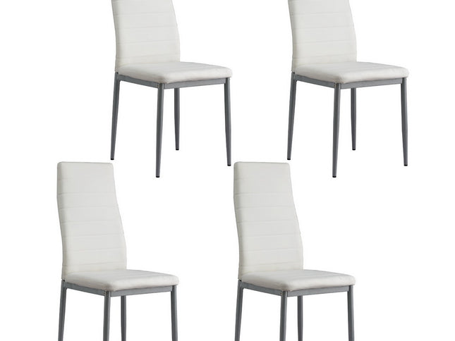 Artiss Dining Chairs Set of 4 Leather Channel Tufted White