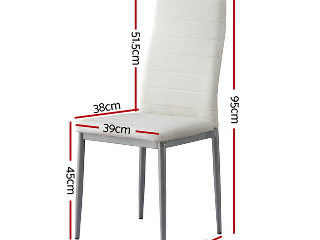 Artiss Dining Chairs Set of 4 Leather Channel Tufted White