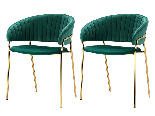 Artiss Dining Chairs Set of 2 Velvet Hollow Armchair Green