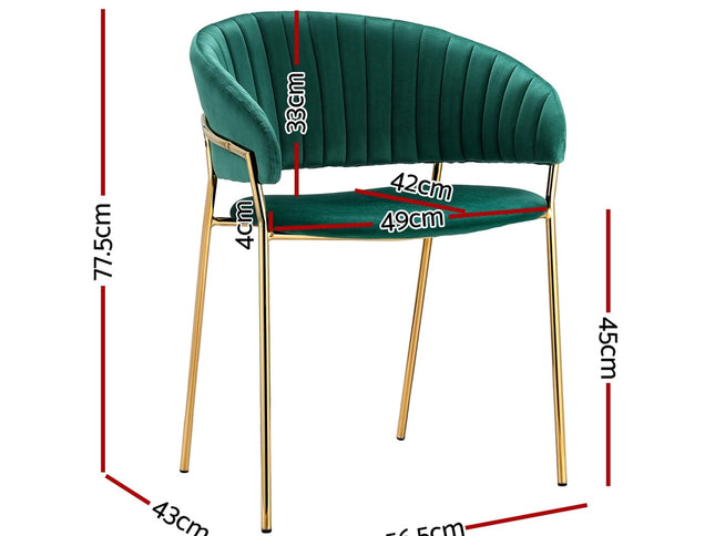 Artiss Dining Chairs Set of 2 Velvet Hollow Armchair Green
