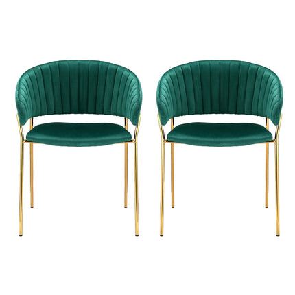 Artiss Dining Chairs Set of 2 Velvet Hollow Armchair Green