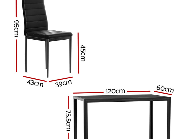 Artiss Dining Chairs and Table Dining Set 6 Chair Set Of 7 Black