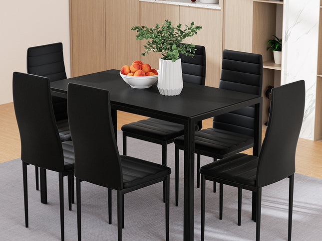Artiss Dining Chairs and Table Dining Set 6 Chair Set Of 7 Black