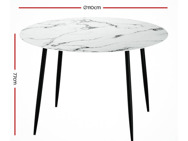 Artiss Dining Table Round Marble Effect 110CM