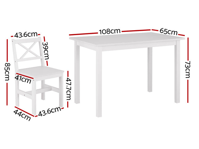Artiss Dining Chairs and Table Dining Set 4 Cafe Chairs Set Of 5 4 Seater White