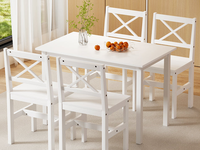 Artiss Dining Chairs and Table Dining Set 4 Cafe Chairs Set Of 5 4 Seater White