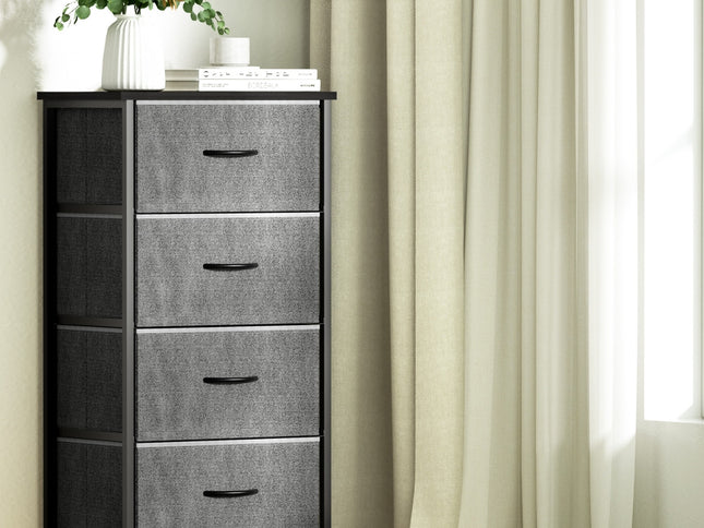 Artiss Chest of 4 Drawers Storage Dresser Tallboy Grey